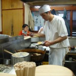 Japanese Restaurant in Kanda, Tokyo; Tempura Imoya cooking tempura
