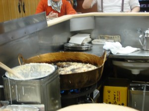 Japanese Restaurant in Kanda, Tokyo; Tempura Imoya interior frying pan