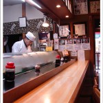 Sushi Restaurants in Tokyo | Kyowa; interior is long and divided by wooden counter